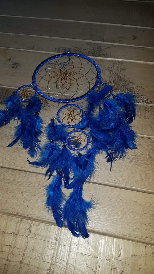 Dreamcatcher bleu - 16 cm